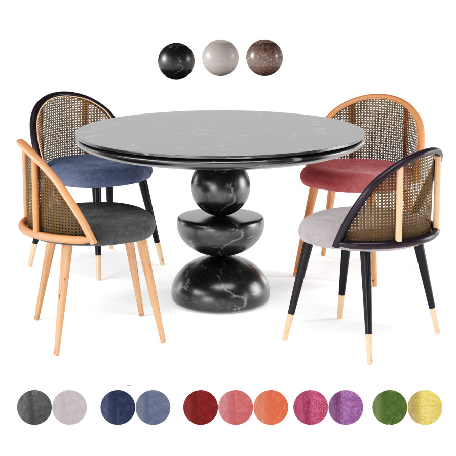 D138 Dining Set By Marble Table 3D Model for VRay, Corona | CGMood