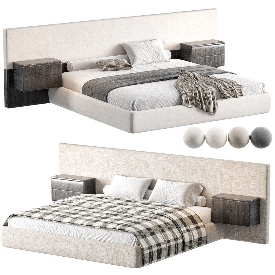 Modern Double Bed 3D Model for Corona | CGMood