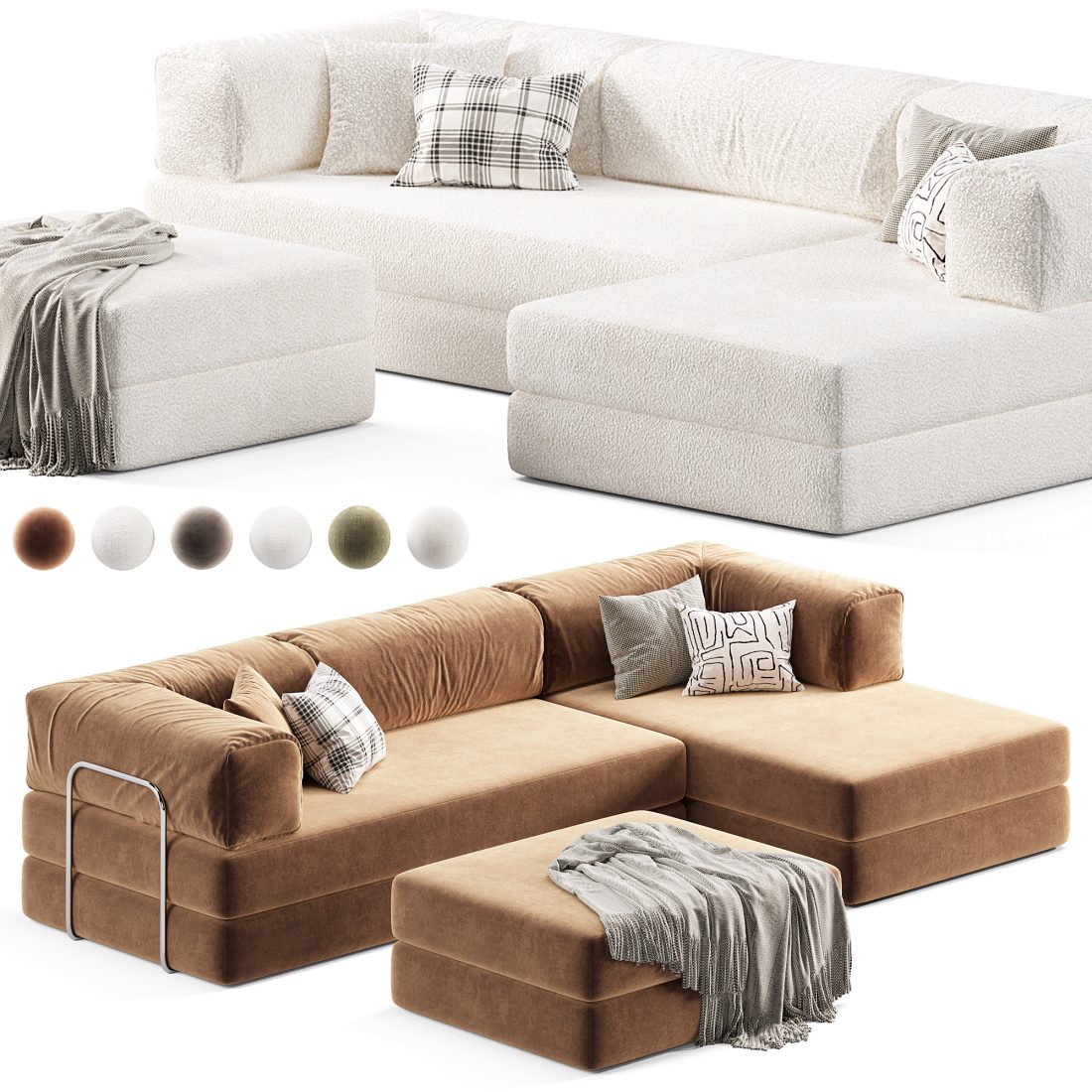 Frameless Teddy Modular Corner Sofa 3D Model for VRay, Corona | CGMood