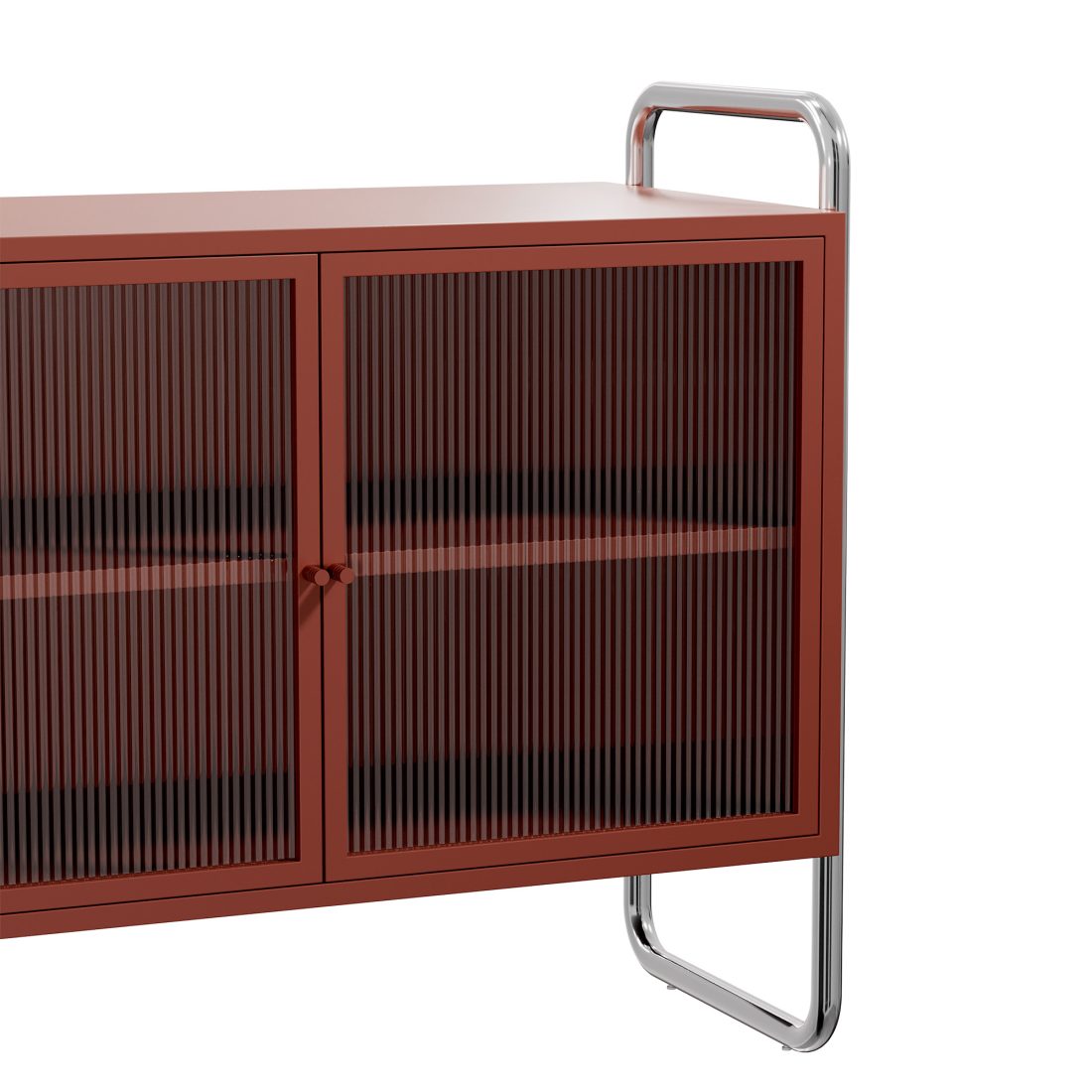 red metal dresser 25 Inch Metal Side Cabinet, Double Door TV Stand, Storage Cabinet with Adjustable Shelves Ebern Designs Color: Red