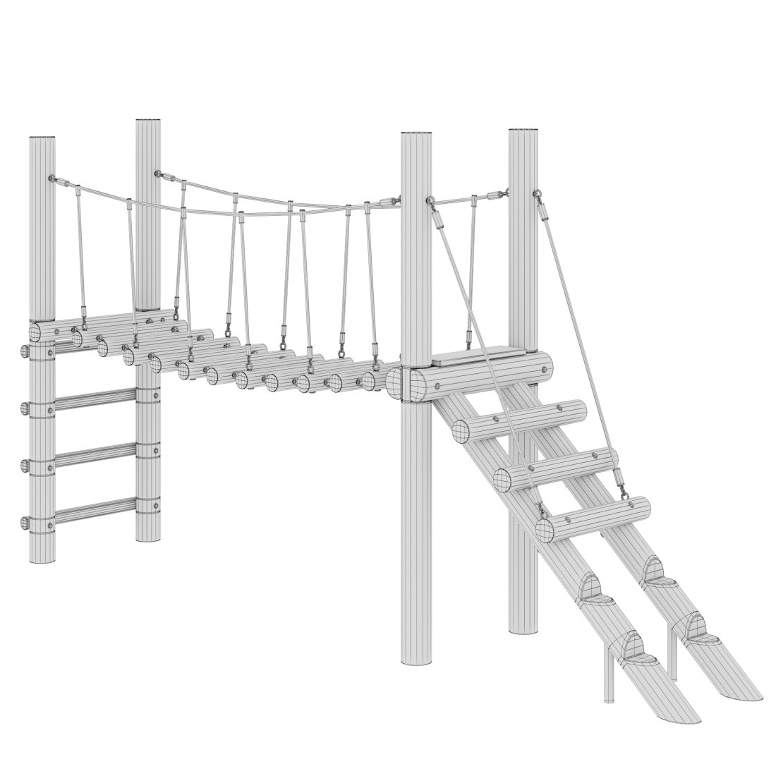 Suspension Bridge With A Ramp 3D Model for VRay, Corona | CGMood