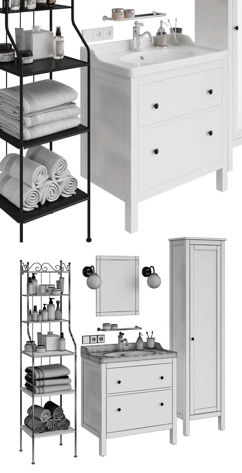 Ikea Hemnes Bathroom - 3D Model for VRay, Corona