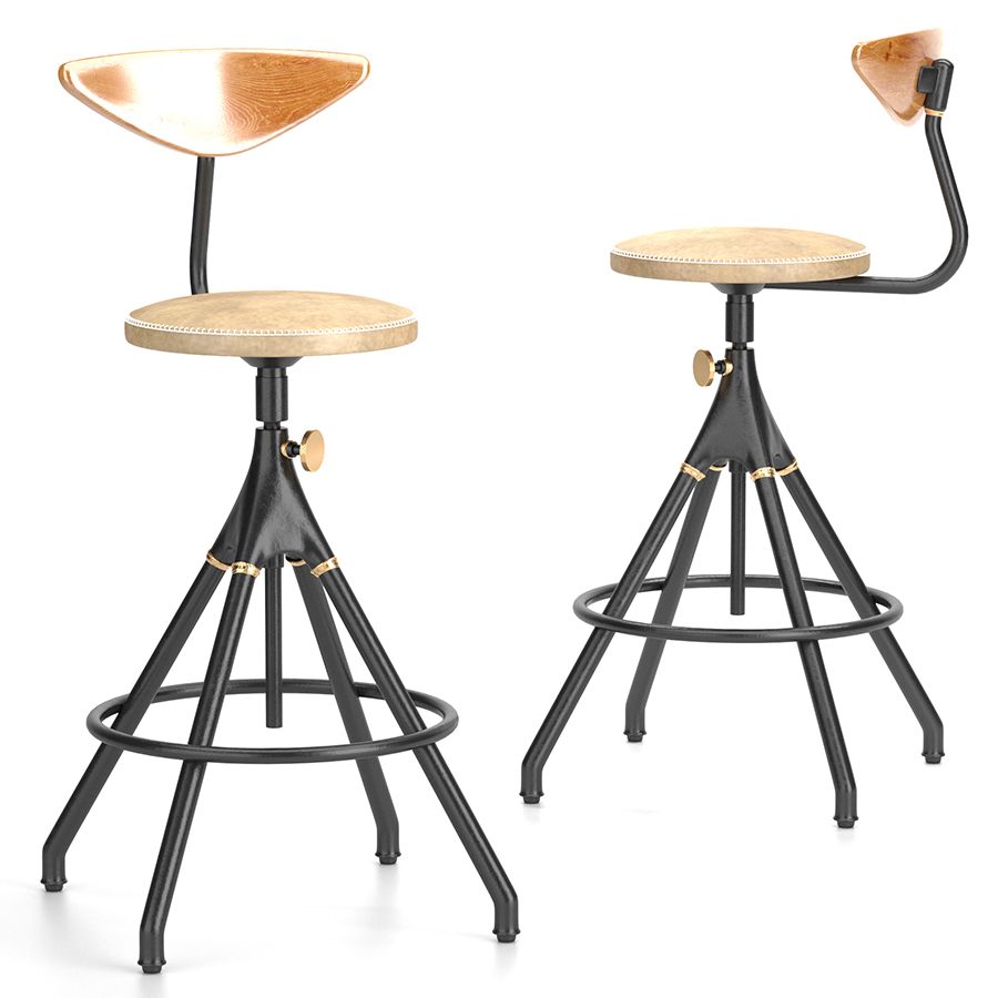 ディストリクトエイト　カーン　ハイスツール District Eight① District Eight-akron Counter Stool With Backrest 3D Model for VRay