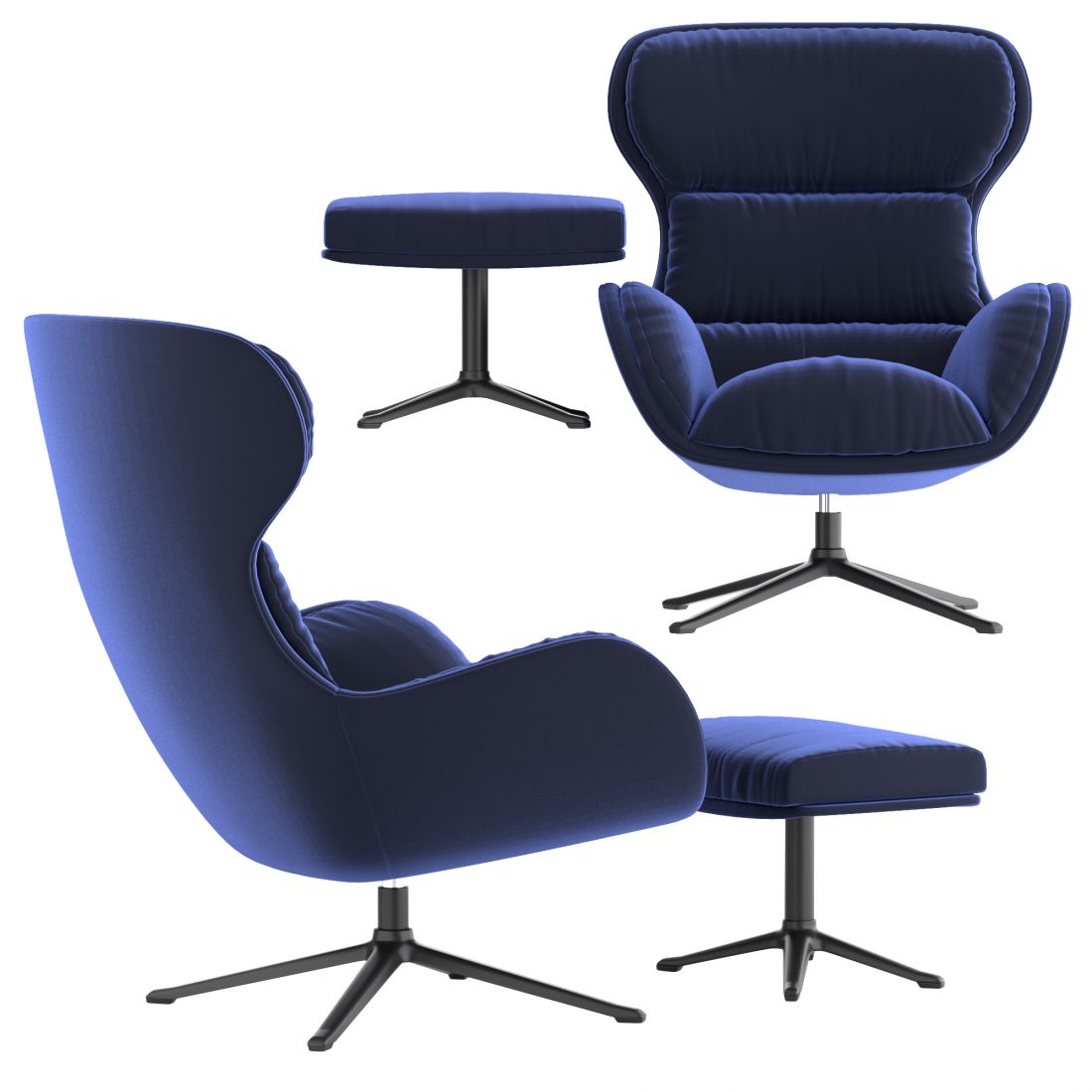 Boconcept - Reno Chair + Reno Footstool - 3D Model for VRay Boconcept - Reno Chair + Reno Footstool - 3D Model for VRay