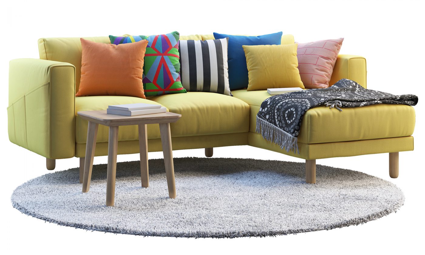 Ikea Norsborg Two-seat Sofa With Chaise Lounge 3D Model for VRay