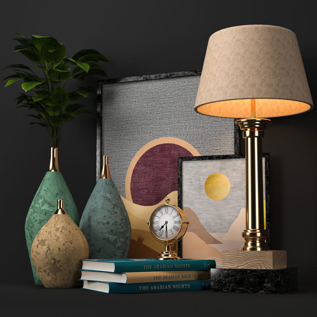 Decorative Set 02 3D Model for VRay, Corona | CGMood