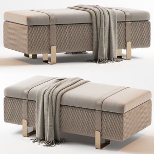 Modern Italian Designer Quilted Leather Ottoman Be