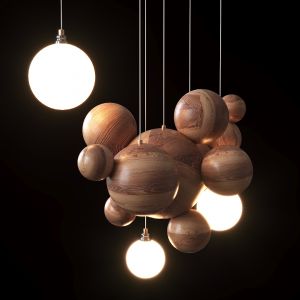 Pendant Lamp Made Of Wooden Balls Lampatron Helsin