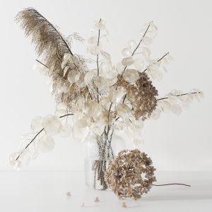 Bouquet With Lunaria, Pampas Grass And Hydragea