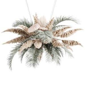 Hanging Decor Of Palm Leaves And Pampas Grass