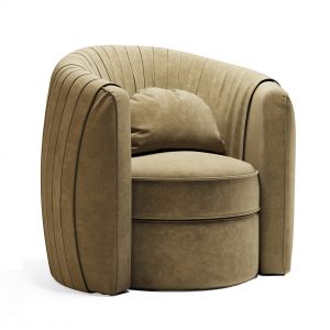 Taupe Pleated Swivel Accent Chair