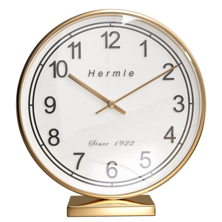 Hermle Messing-Stiltischuhr – Made In Germany, Quarzwerk, Kristallglas, Goldfarben