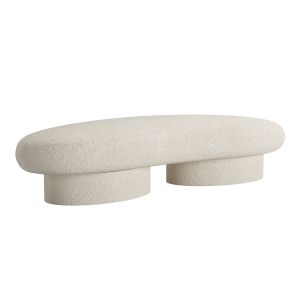 Jami Upholstered Cream Boucle Bench By Leanne Ford