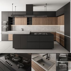Kitchen Modern - Black And Wood 36