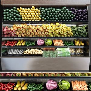 Showcase In A Supermarket With Vegetables