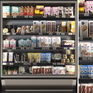 Refrigerator In The Supermarket With Food