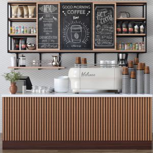 Coffee Point With Wood Decor In Minimalist Style