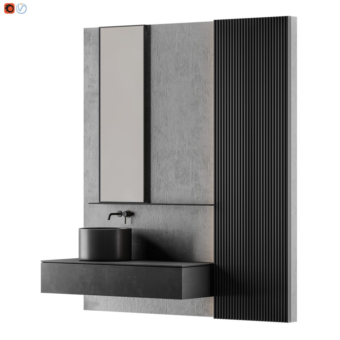 Modern - Gray Bathroom - 3D Model for VRay, Corona