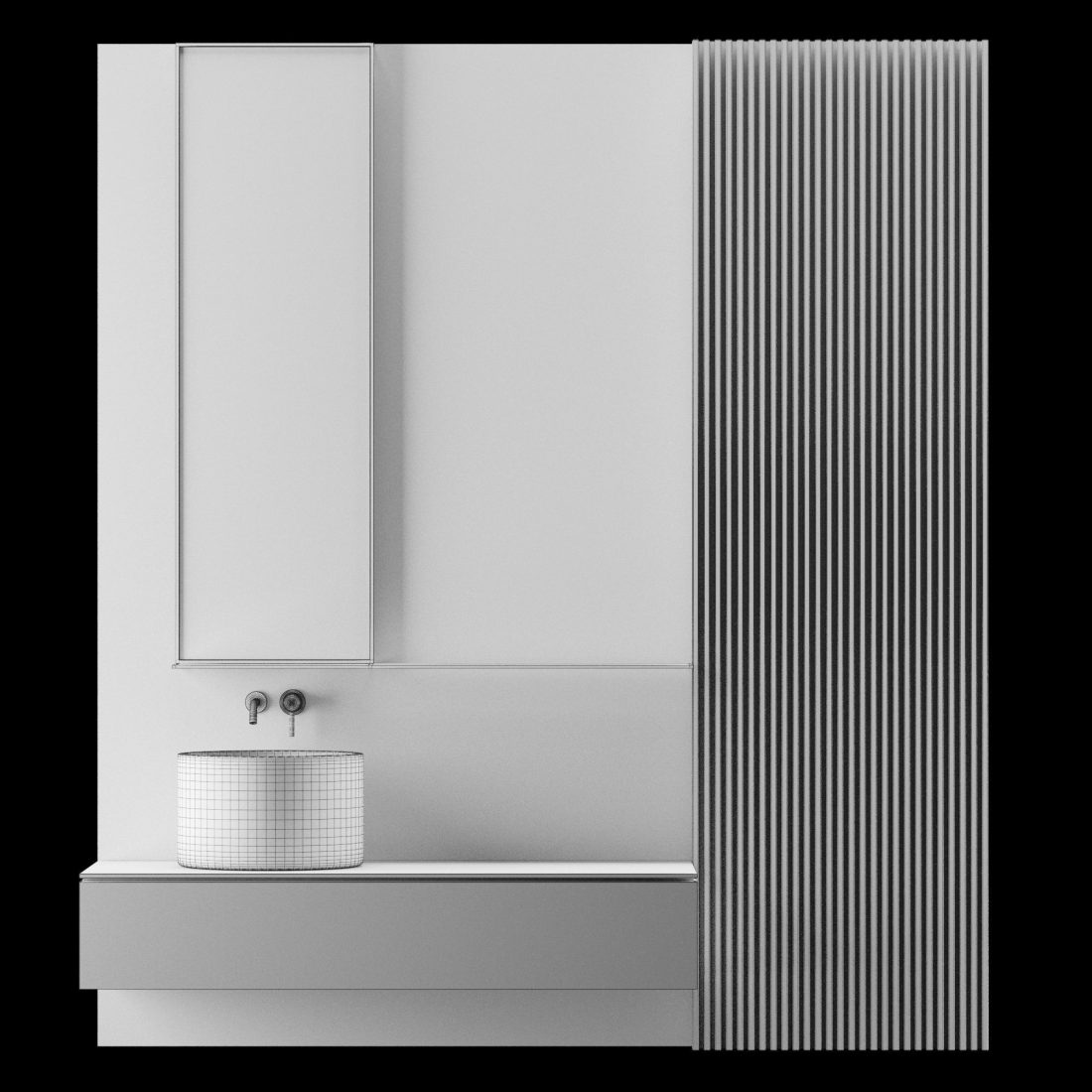 Modern - Gray Bathroom - 3D Model for VRay, Corona