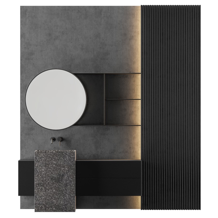 Modern - Gray Bathroom_02 - 3D Model for VRay, Corona
