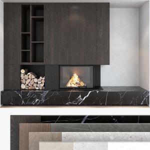 Decorative Wall With Fireplace Set 05