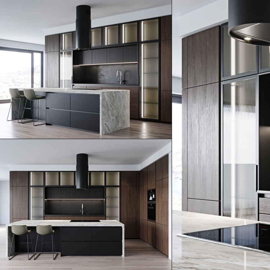 Modern Kitchen 11 - 3D Model for VRay, Corona