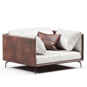 Alessia Italian Minimalist Leather Sofa Single