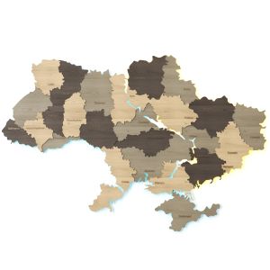 Wooden Wall-mounted Map Of Ukraine