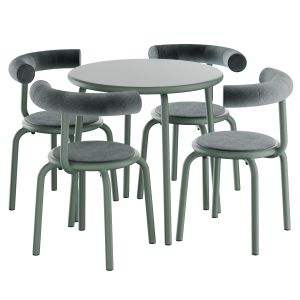 Torno Table Round And Torno Chair Upholstered Full