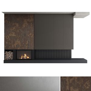 Decorative Wall With Fireplace Set 32