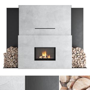 Decorative Wall With Fireplace Set 36