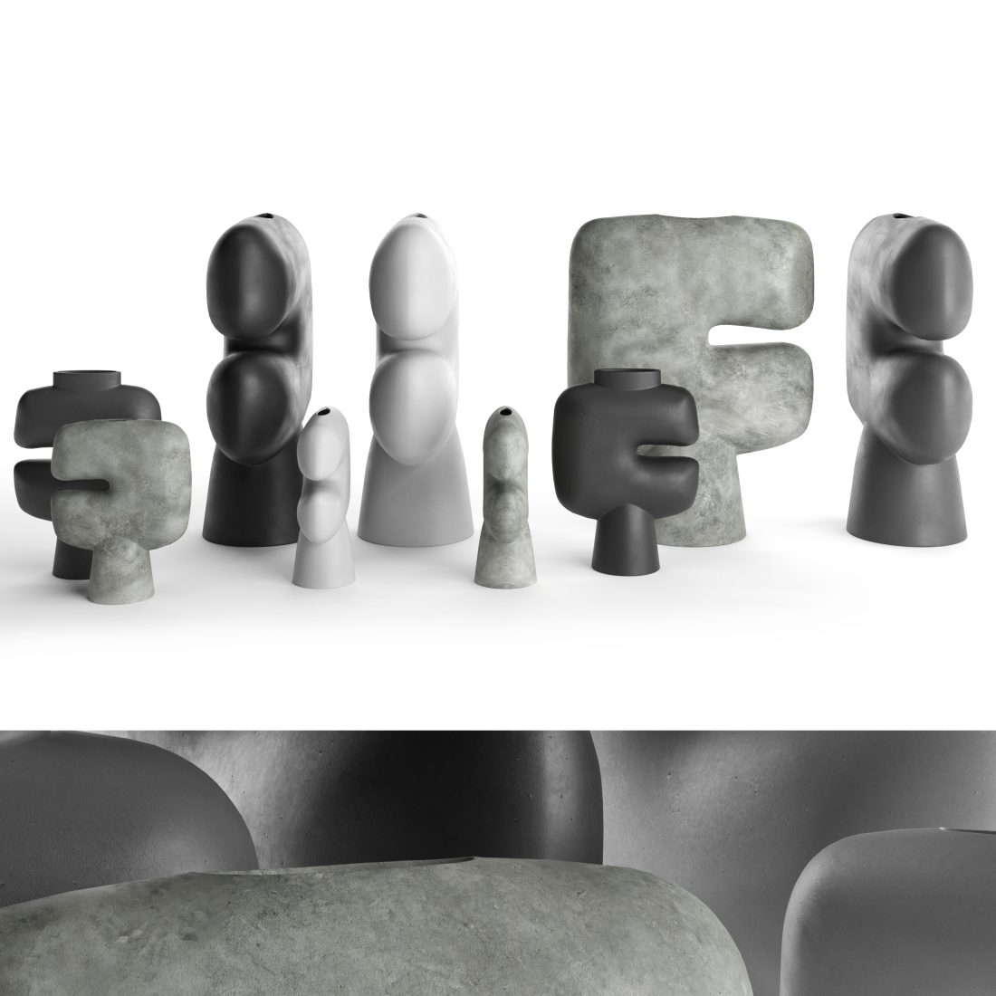 Vases 101 Copenhagen Set 03 - 3D Model for VRay, Corona