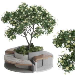 Concrete Flowerpot With Bench 02