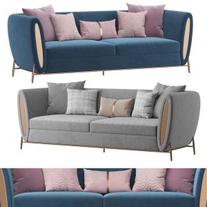 Blue Velvet Upholstered Sofa