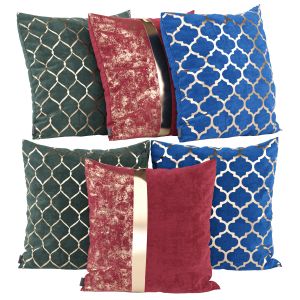 Luxury Velvet Throw Pillows Set Cover With Gold Ac