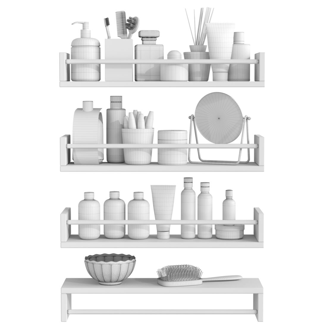 Saloon Rack Dimention Rack With Change In The Bathroom Or Beauty Salon 3D Model for Corona ...