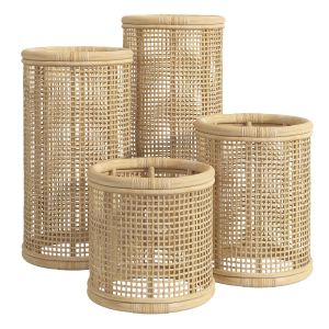 Natural Bamboo Basket Weave Hurricane Candleholder