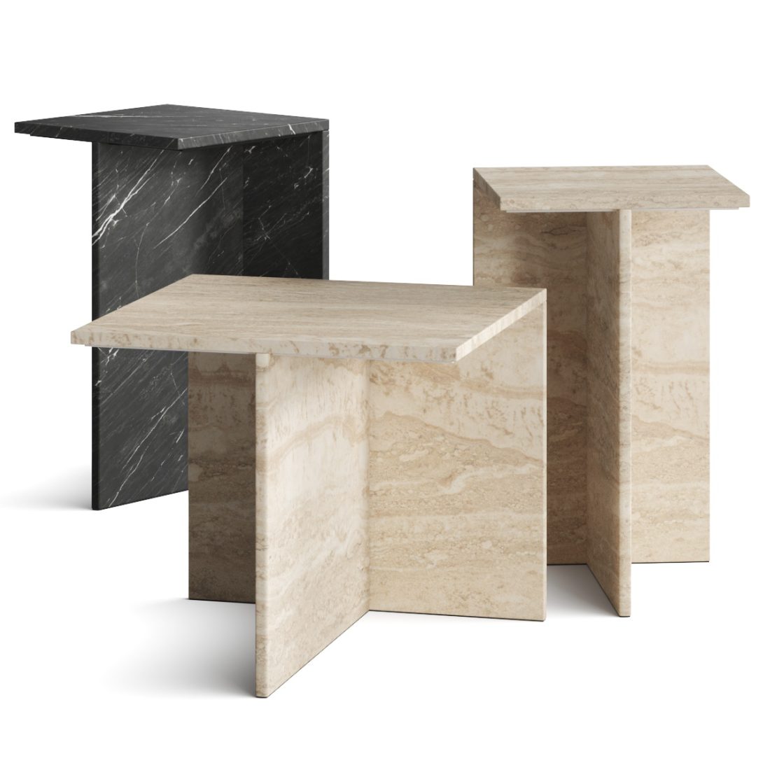 Cb2 Exclusive T Marble Side Tables 3D Model for VRay, Corona | CGMood