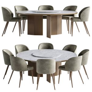 Morgan Table Minotti + Camille Taupe Chair