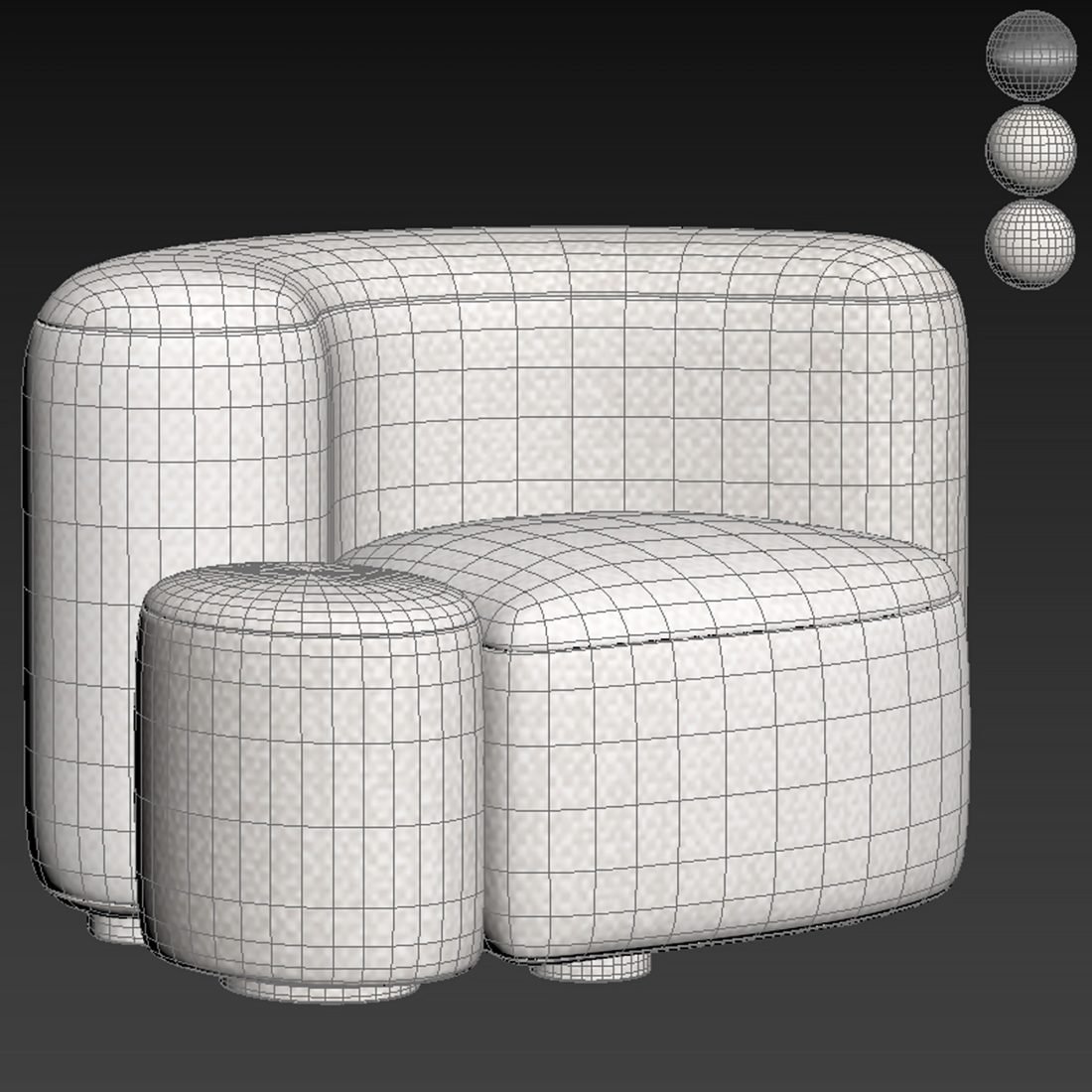 Baba Easy Chair By Gisbert Poppler - 3D Model for Corona