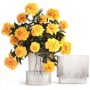 Realistic Bouquet Of Yellow Flowers Paeonia Peony