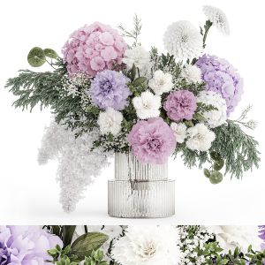 Realistic Bouquet In A Vase Hydrangea Lilac Peony