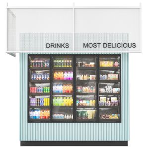 Showcase In A Supermarket With Food And Drinks