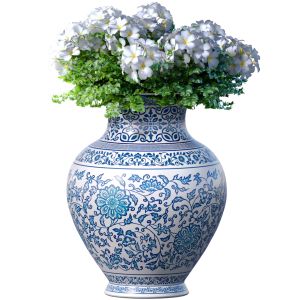 Bouquet Of Flowers In Classic Vase Pot Decoration