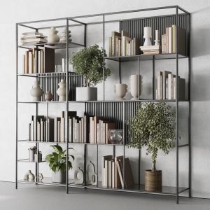 Metal Shelves Decorative With Book And Plants - Me