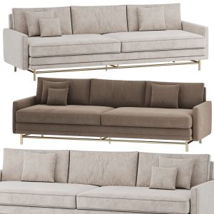 Natural Velvet Upholstered Large Sofa By Oroa