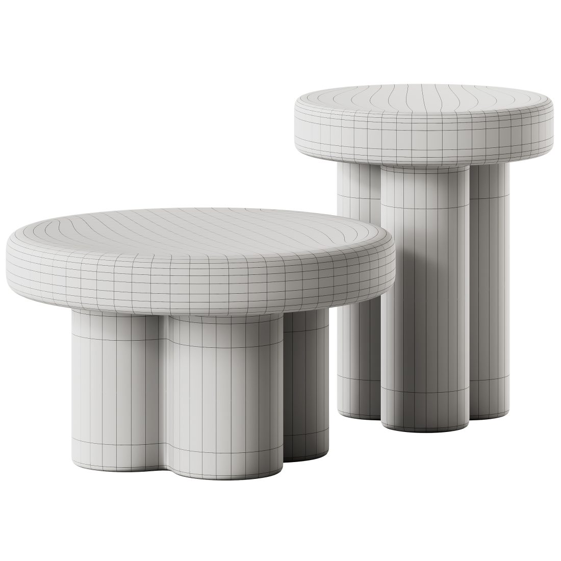 Ilaria Tempered Glass Round Coffee And Side Table 3D Model for Corona ...
