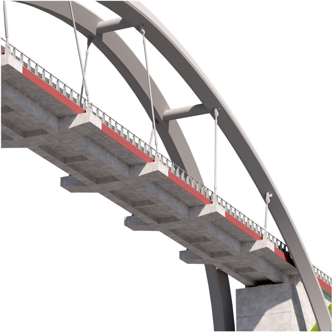 Cable-stayed Suspension Bridge With Arch Structure - 3D Model for VRay ...