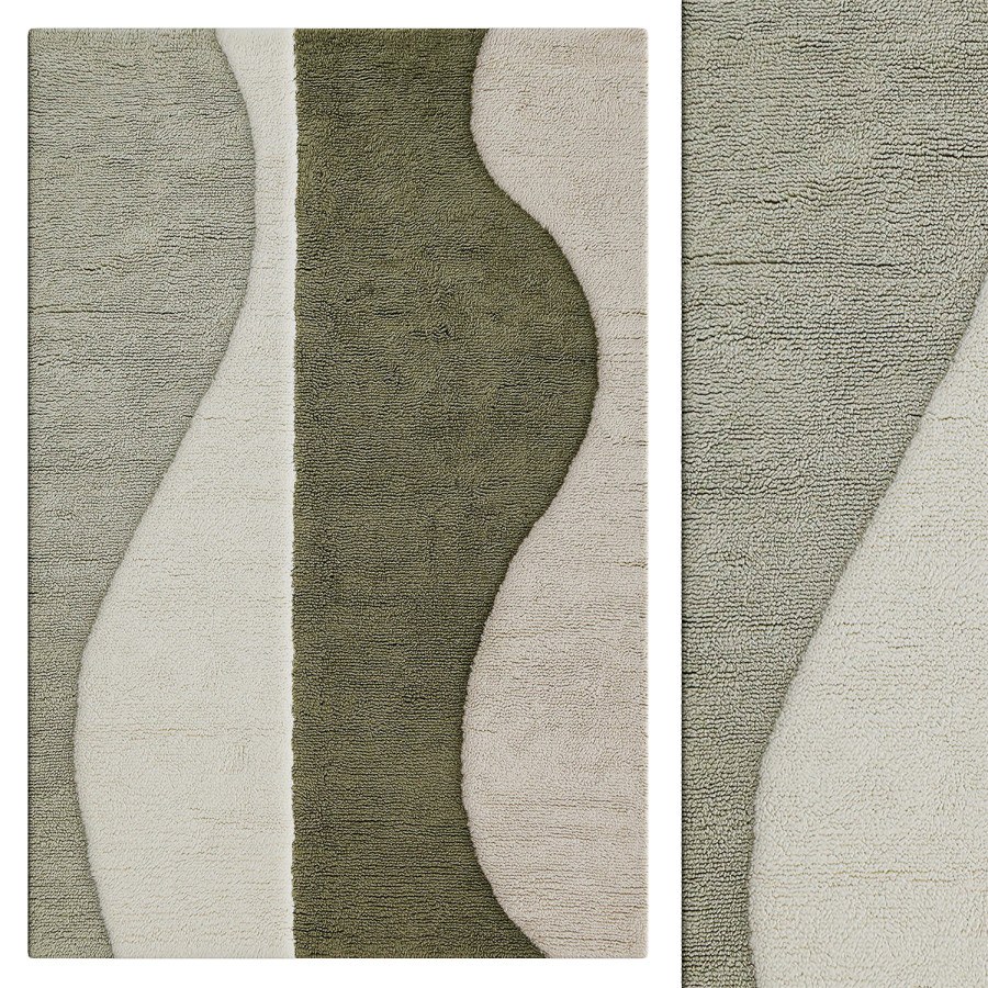 Wool Wave Rug Modern Wave Shag Wool Rug 3D Model for Corona | CGMood