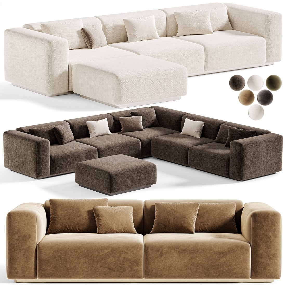Corner Soft Modular Sofa Vitra 3D Model for Corona | CGMood